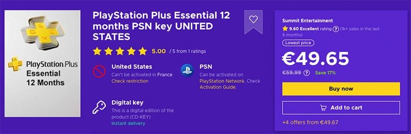 Abonnements PS Plus Extra Essentiel et Premium cartes prépayées abonnements Sony